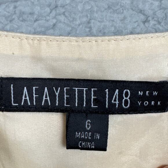 Lafayette 148 Silk Dress Champagne Fully Lined A-Line Timeless Designer Size 6 - Picture 7 of 9